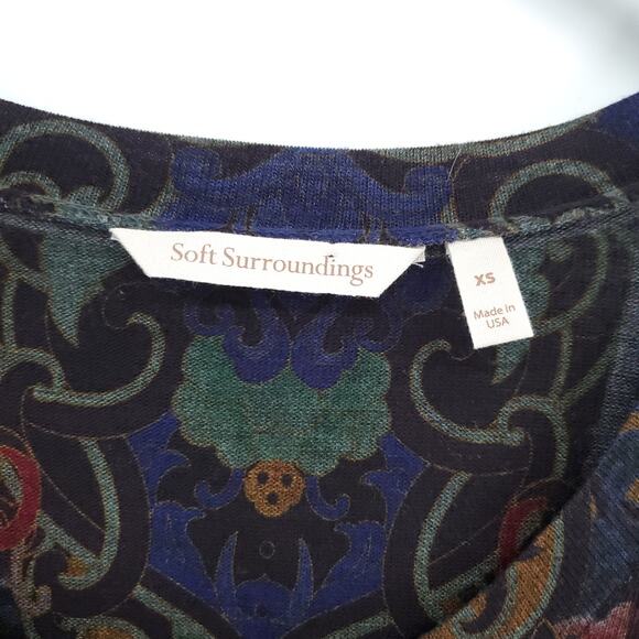 Soft Surrounding Boho Luxury Dark Regal Tapestry Tunic Scoop Neck Crop Sleeve XS - Picture 4 of 9